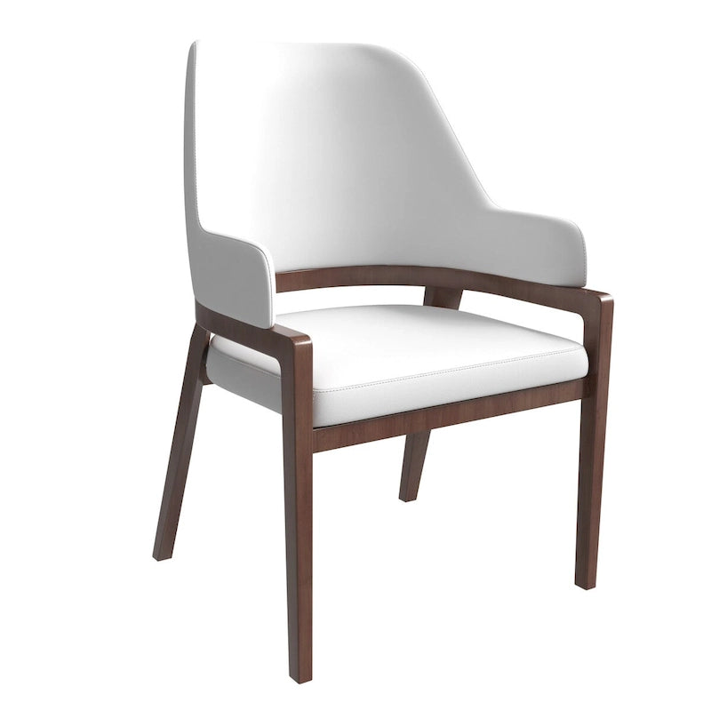 Ethora Leather Dining Chair with Curved Open Back and Rubberwood Legs
