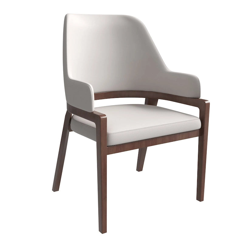 Ethora Leather Dining Chair with Curved Open Back and Rubberwood Legs
