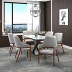 Ethora Leather Dining Chair with Curved Open Back and Rubberwood Legs
