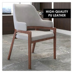 Ethora Leather Dining Chair with Curved Open Back and Rubberwood Legs