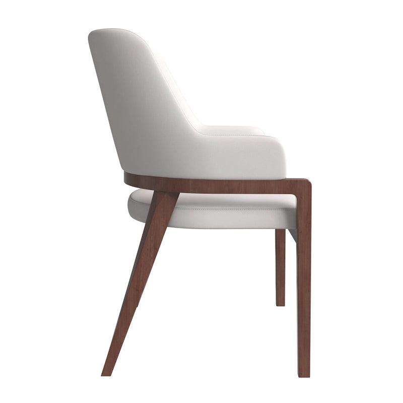 Ethora Leather Dining Chair with Curved Open Back and Rubberwood Legs