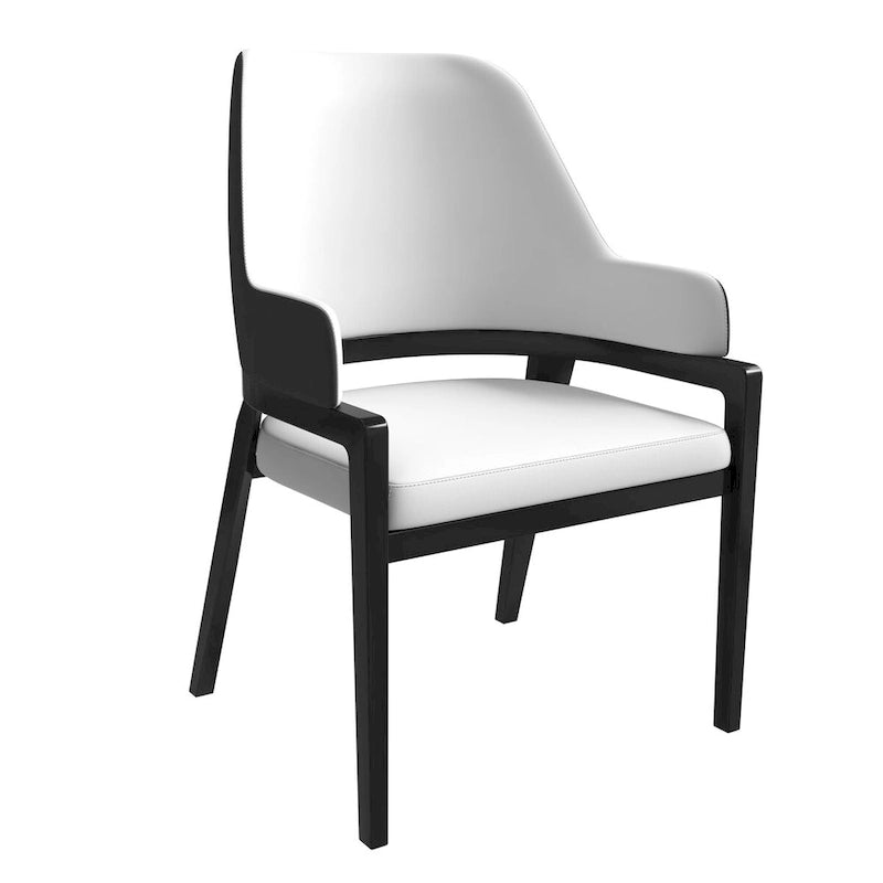 Ethora Leather Dining Chair with Curved Open Back and Rubberwood Legs