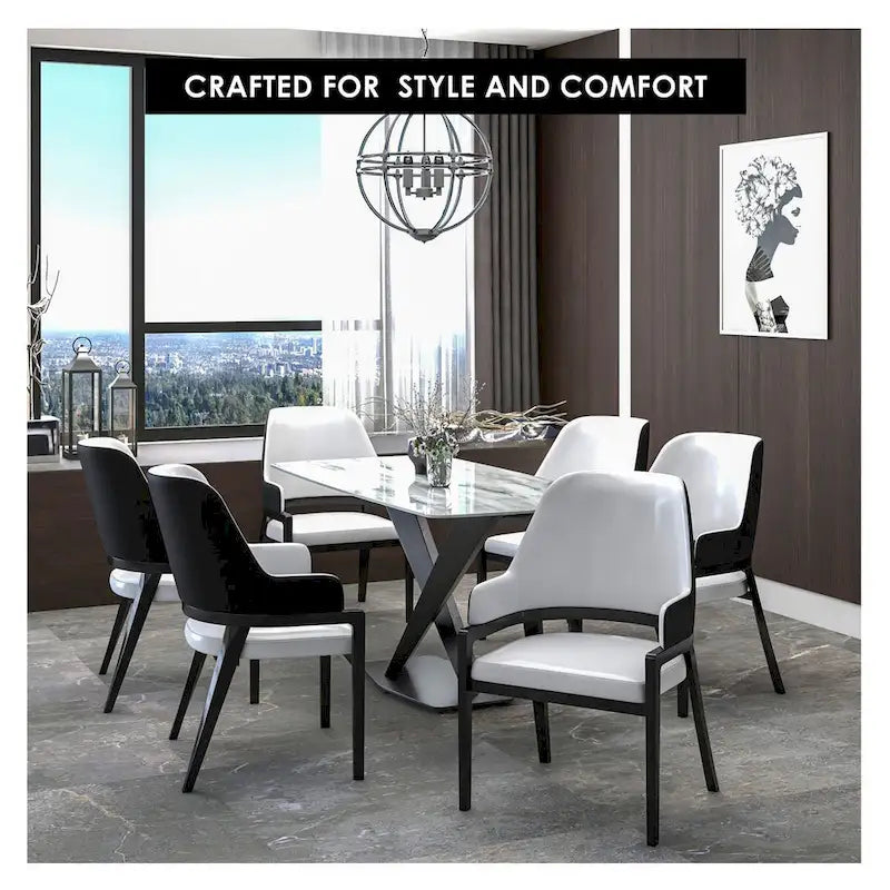 Ethora Leather Dining Chair with Curved Open Back and Rubberwood Legs