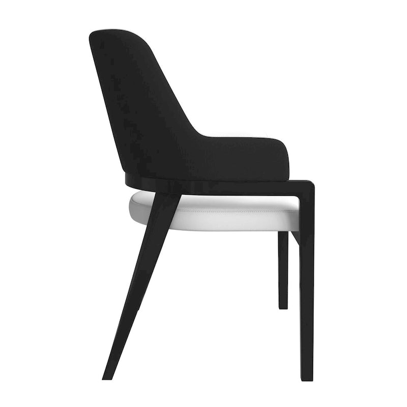 Ethora Leather Dining Chair with Curved Open Back and Rubberwood Legs