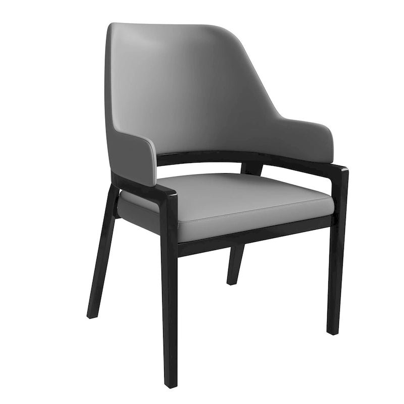 Ethora Leather Dining Chair with Curved Open Back and Rubberwood Legs
