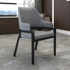 Ethora Leather Dining Chair with Curved Open Back and Rubberwood Legs