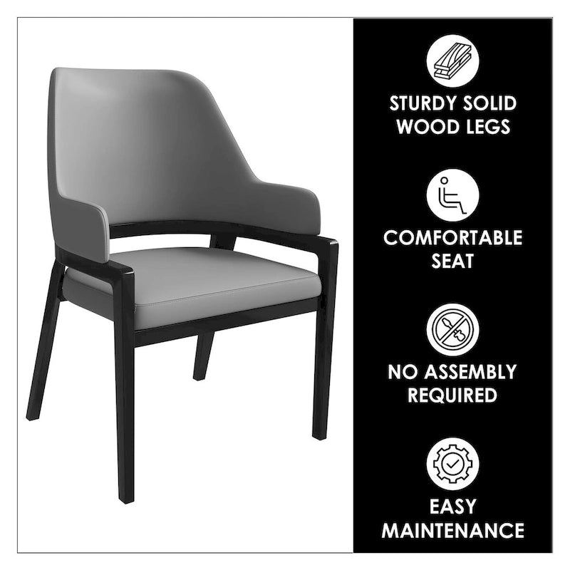 Ethora Leather Dining Chair with Curved Open Back and Rubberwood Legs