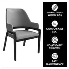 Ethora Leather Dining Chair with Curved Open Back and Rubberwood Legs