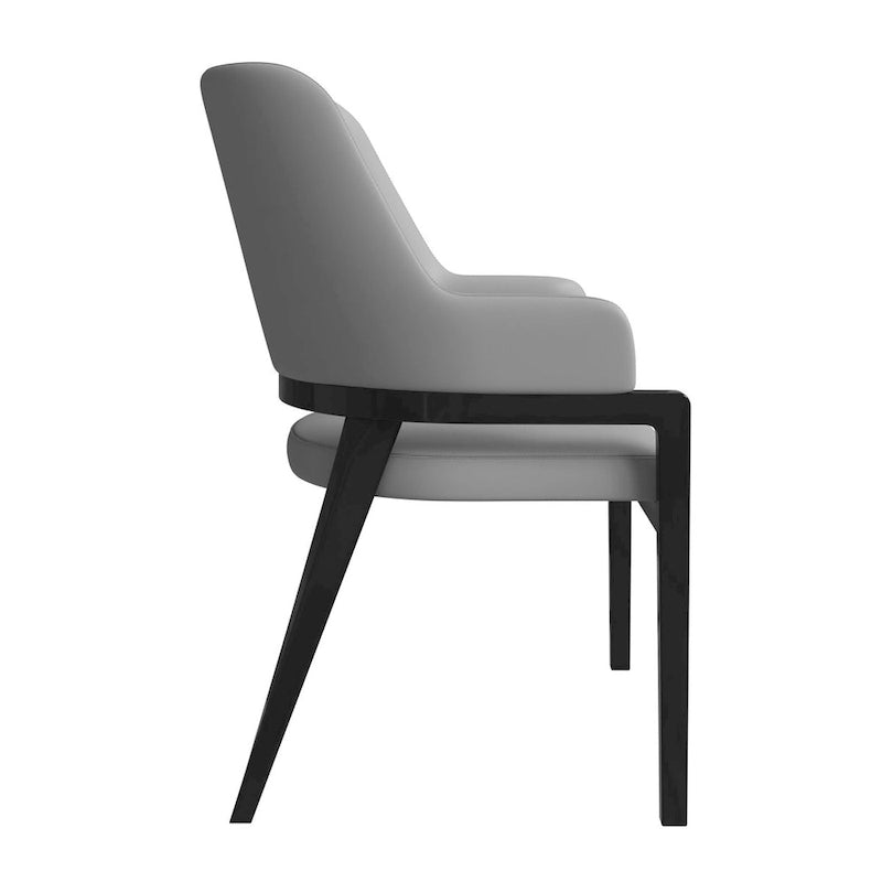 Ethora Leather Dining Chair with Curved Open Back and Rubberwood Legs