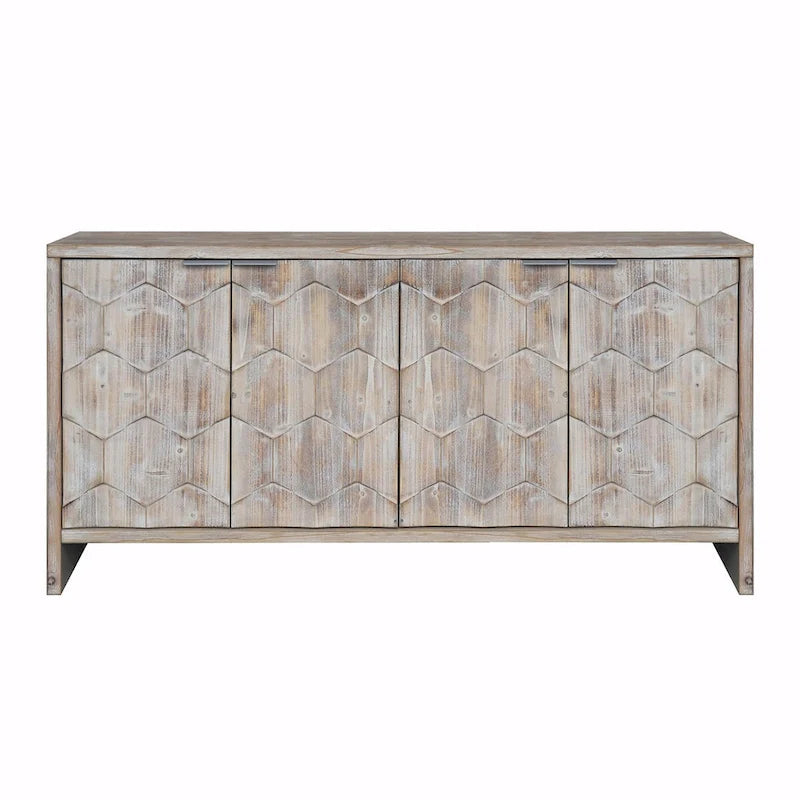 Farmhouse Style 4-Door Wooden Sideboard Buffet Cabinet