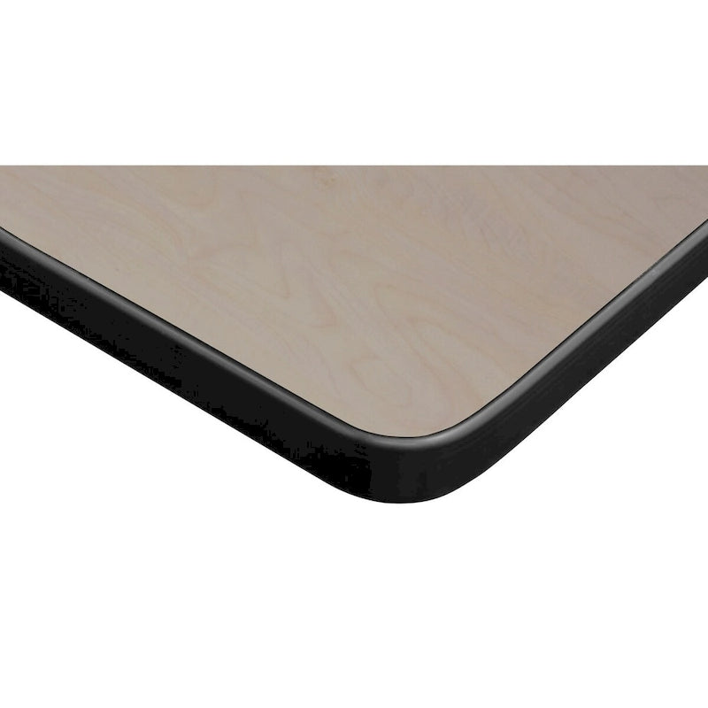 Kahlo 48 Square Breakroom Table- Maple/ Black & 4 Restaurant Stack Chairs- Black